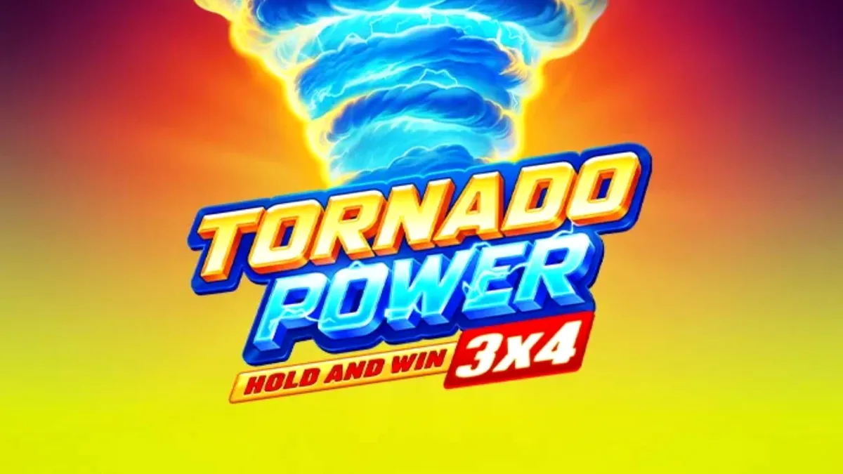 Tampilan visual slot Tornado Power: Hold and Win dengan tema badai dan buah-buahan